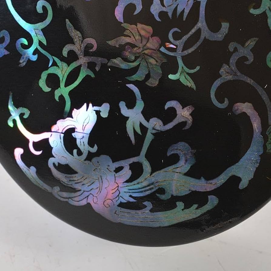 韓国漆器螺鈿細工圓式菓子器小物入宝石箱箱付CR7470